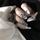 Faux Ongles Stiletto Noir et Blanc Serpent 24pcs/set-Accessoires-THE FASHION PARADOX