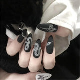 Faux Ongles Stiletto Noir et Blanc Serpent 24pcs/set-Accessoires-THE FASHION PARADOX