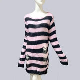 Pull long rayé grunge troué Freddy Krueger les griffes de la nuit-Top-THE FASHION PARADOX