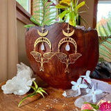 Boucles d'oreille papillon lune et pierre cristal dorés-BIJOUX-THE FASHION PARADOX