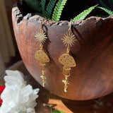 Boucles d'oreille longues champignon et soleil dorés-BIJOUX-THE FASHION PARADOX