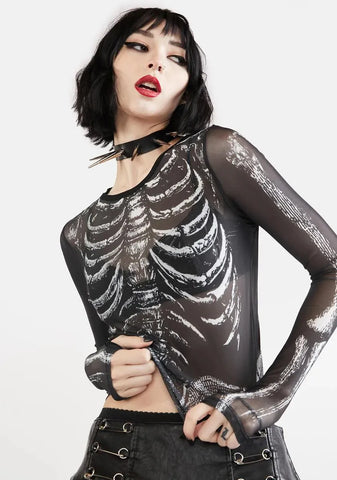 Top en résille noire transparent skeleton squelette-Top-THE FASHION PARADOX