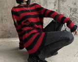 Pull long rayé grunge troué Freddy Krueger les griffes de la nuit-Top-THE FASHION PARADOX