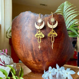 Boucles d'oreille witchcraft champignon, lune et étoile dorés-BIJOUX-THE FASHION PARADOX