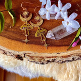 Boucles d'oreille witchcraft champignon, lune et étoile dorés-BIJOUX-THE FASHION PARADOX
