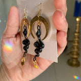 Boucles d'oreille serpent noir et lune dorée witchcraft-BIJOUX-THE FASHION PARADOX