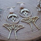 Boucles d'oreille witchcraft papillons et quartz rose-BIJOUX-THE FASHION PARADOX