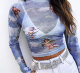 Sous-pull grunge en résille noire anges gardiens - Top - THE FASHION PARADOX