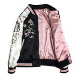 Veste bomber réversible rose et noir broderies japonaises - Vestes et manteaux - THE FASHION PARADOX