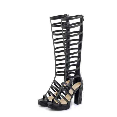 Sandales à talon montantes style spartiates noires ou blanches - Chaussures - THE FASHION PARADOX