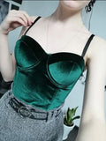 Crop top bustier en satin noir bordeaux vert ou bleu-Top-THE FASHION PARADOX