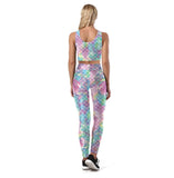 Leggings confortable sport écailles sirène rose, bleu pastel - Leggings et collants - THE FASHION PARADOX