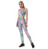 Leggings confortable sport écailles sirène rose, bleu pastel - Leggings et collants - THE FASHION PARADOX