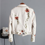 Perfecto en simili-cuir brodé fleurs et clouté - Vestes et manteaux - THE FASHION PARADOX
