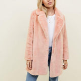 Manteau veste en fausse fourrure rose pastel ou noire-Vestes et manteaux-THE FASHION PARADOX