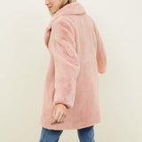 Manteau veste en fausse fourrure rose pastel ou noire-Vestes et manteaux-THE FASHION PARADOX