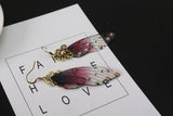 Boucles d'oreille ailes de fée, ailes de papillons bordeaux et strass - BIJOUX - THE FASHION PARADOX