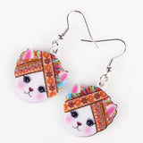Boucles d'oreille kawaii chats blancs avec bandeau coloré-BIJOUX-THE FASHION PARADOX