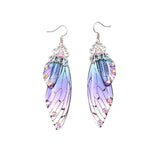 Boucles d'oreille ailes de fée, ailes de papillons bleues violettes et strass - BIJOUX - THE FASHION PARADOX