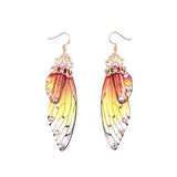 Boucles d'oreille ailes de fée, ailes de papillons orange couleurs feu et strass - BIJOUX - THE FASHION PARADOX