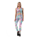 Brassière sport confortable écailles sirène rose, bleu pastel - Top - THE FASHION PARADOX