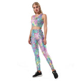 Brassière sport confortable écailles sirène rose, bleu pastel - Top - THE FASHION PARADOX