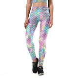 Leggings confortable sport écailles sirène rose, bleu pastel - Leggings et collants - THE FASHION PARADOX