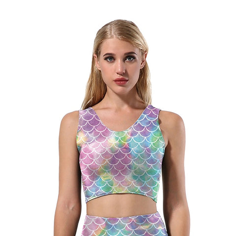 Brassière sport confortable écailles sirène rose, bleu pastel - Top - THE FASHION PARADOX