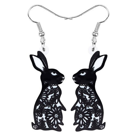 Boucles d'oreille lapins noirs dentelle alice in wonderlands-BIJOUX-THE FASHION PARADOX