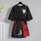 Tenue t-shirt et jupe japonaise noire et rouge kumiho-Robes-THE FASHION PARADOX