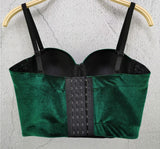 Crop top bustier en satin noir bordeaux vert ou bleu-Top-THE FASHION PARADOX
