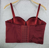 Crop top bustier en satin noir bordeaux vert ou bleu-Top-THE FASHION PARADOX