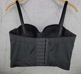 Crop top bustier en satin noir bordeaux vert ou bleu-Top-THE FASHION PARADOX