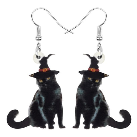 Boucles d'oreille chat noir chapeauté dark goth grunge - BIJOUX - THE FASHION PARADOX