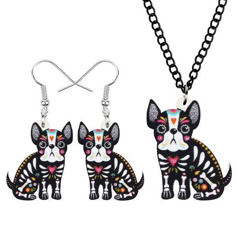 Collier et boucles d'oreille chiot coloré dia de los muertos - BIJOUX - THE FASHION PARADOX