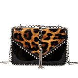 Petit sac à main rectangulaire noir et imprimé léopard verni-Accessoires-THE FASHION PARADOX