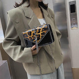Petit sac à main rectangulaire noir et imprimé léopard verni-Accessoires-THE FASHION PARADOX