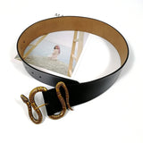 Ceinture en cuir noir large boucle dorée serpent-Ceinture et harnais-THE FASHION PARADOX