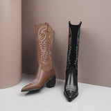 Bottes santiags hautes noires ou camel style cow boy-Chaussures-THE FASHION PARADOX