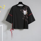 Tenue t-shirt et jupe japonaise noire et rouge kumiho-Robes-THE FASHION PARADOX