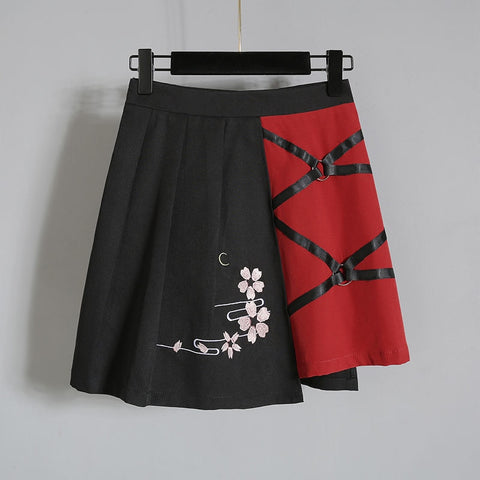 Tenue t-shirt et jupe japonaise noire et rouge kumiho-Robes-THE FASHION PARADOX
