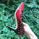 Escarpins dégradés rouges et noirs gothique rock à piques-Chaussures-THE FASHION PARADOX