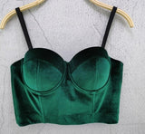 Crop top bustier en satin noir bordeaux vert ou bleu-Top-THE FASHION PARADOX