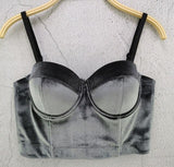 Crop top bustier en satin noir bordeaux vert ou bleu-Top-THE FASHION PARADOX