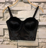 Crop top bustier en satin noir bordeaux vert ou bleu-Top-THE FASHION PARADOX
