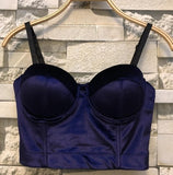 Crop top bustier en satin noir bordeaux vert ou bleu-Top-THE FASHION PARADOX