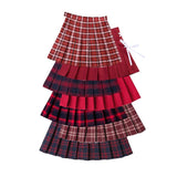 Jupe à carreaux rouge plissée écolière japonaise punk rock-Jupes-THE FASHION PARADOX