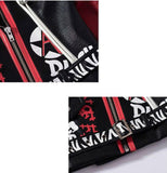 Perfecto rouge noir et blanc similicuir zebré clouté punk-Vestes et manteaux-THE FASHION PARADOX
