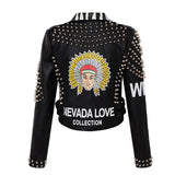 Perfecto punk grunge zébré asymétrique rouge et noir rivets-Vestes et manteaux-THE FASHION PARADOX