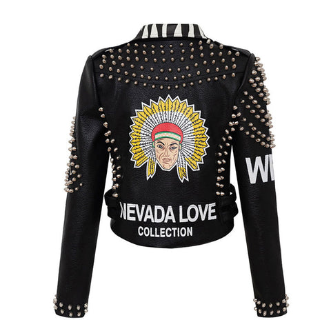 Perfecto punk grunge zébré asymétrique rouge et noir rivets-Vestes et manteaux-THE FASHION PARADOX